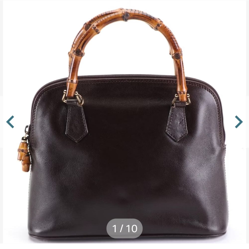Gucci Small Bamboo Domed Handbag in Brown Leather